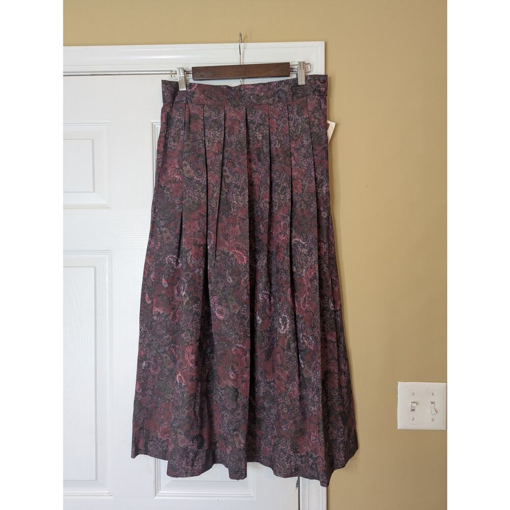 Worthington Floral Pleated Midi Maxi Skirt Size 14 NWT Vintage Dark Academia